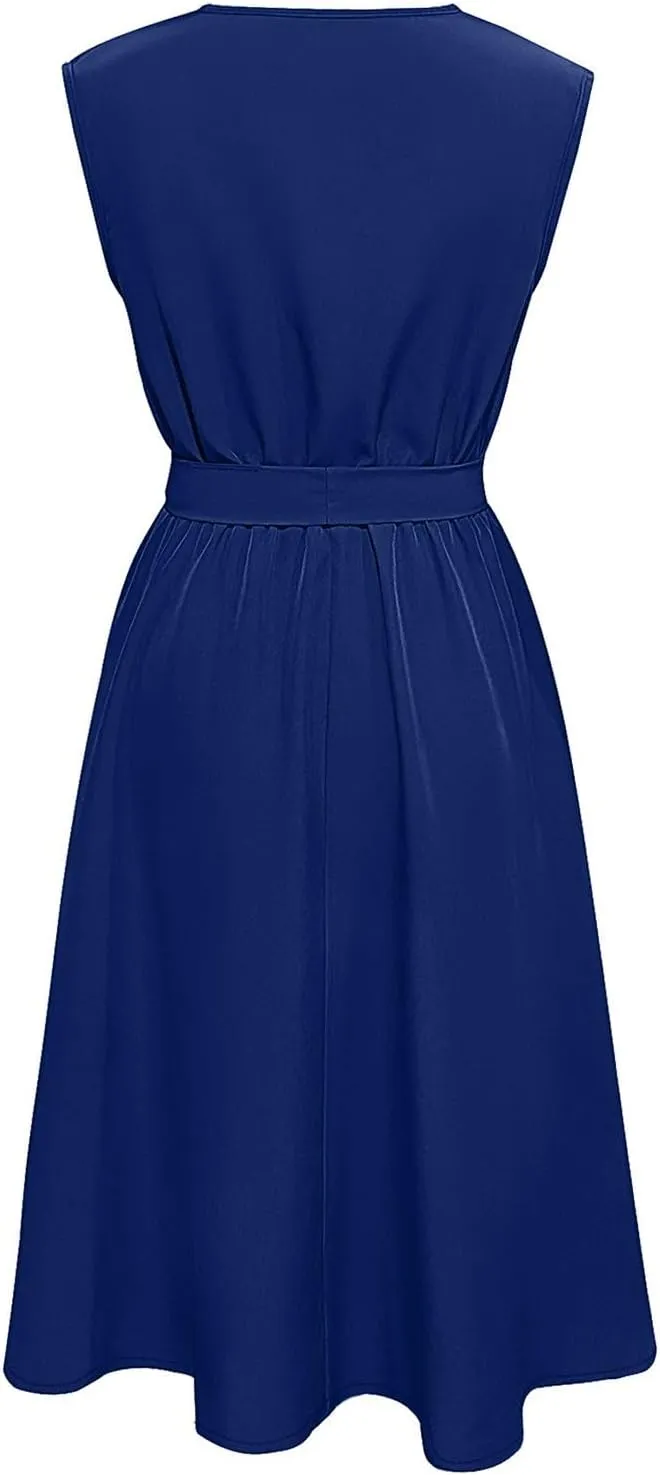 Women's Cocktail Party Work Dress Sexy V Neck Sleeveless Vacation Dress Casual A-Line Mini Sundress Short Dress