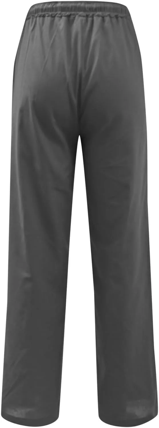 Women's Cotton Linen Pants Casual Summer High Waisted Wide Leg Cropped Baggy Lounge Pants Trousers with Pockets Beach
