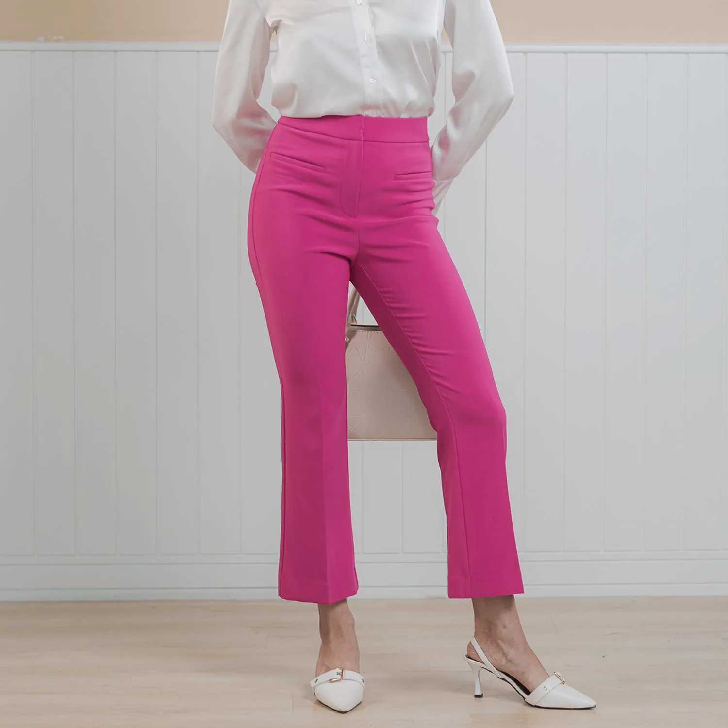 Womens Cropped Pants 2025 Petite Small Size Flared Bootcut High Waist Work Slacks Slim Fit Trousers Office Casual Summer Wear