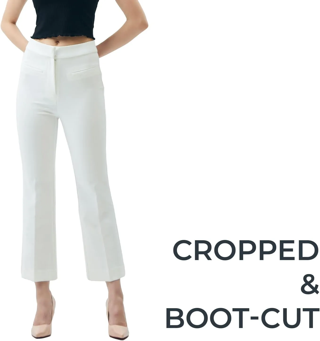 Womens Cropped Pants 2025 Petite Small Size Flared Bootcut High Waist Work Slacks Slim Fit Trousers Office Casual Summer Wear