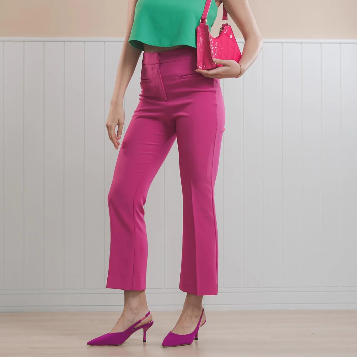 Womens Cropped Pants 2025 Petite Small Size Flared Bootcut High Waist Work Slacks Slim Fit Trousers Office Casual Summer Wear