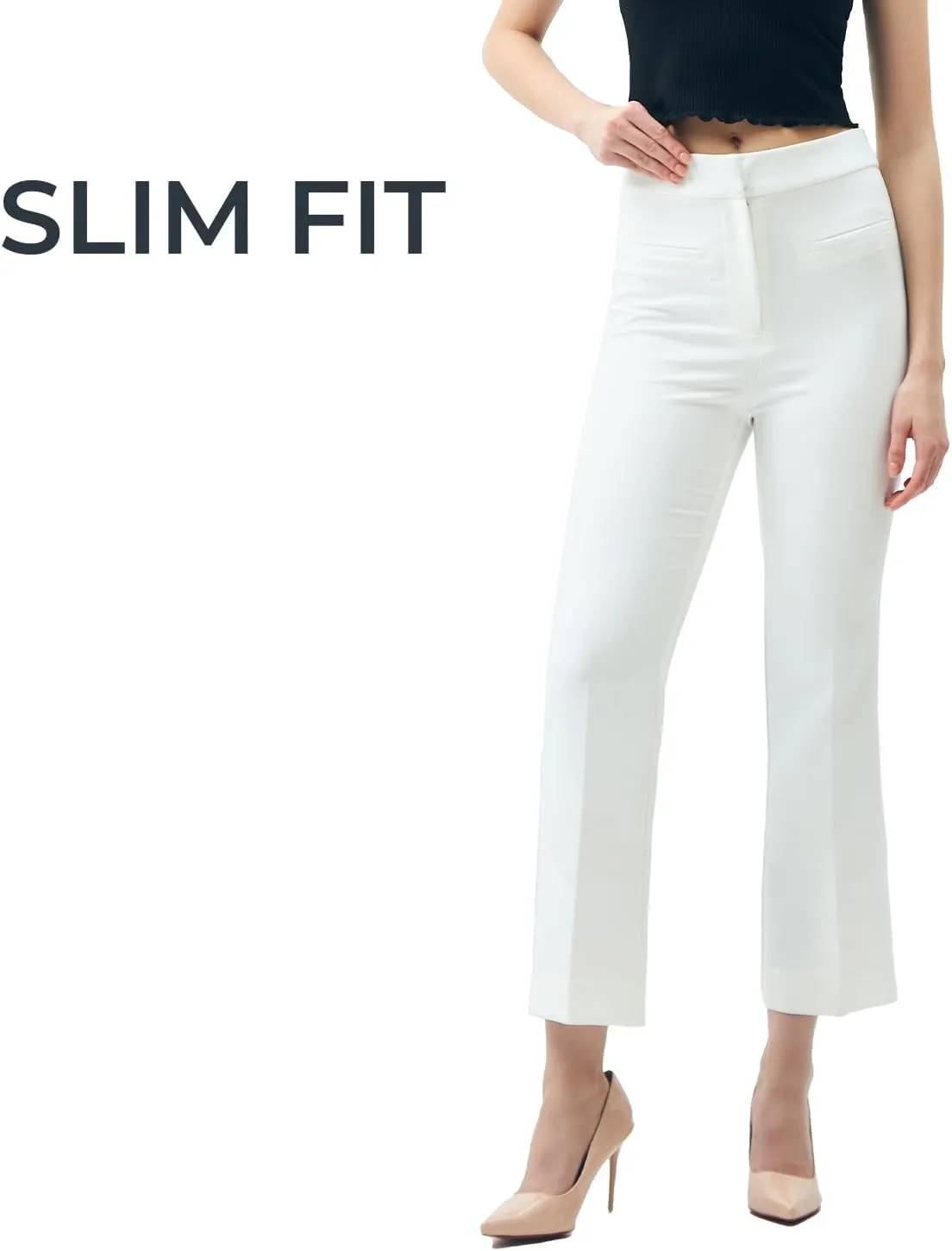 Womens Cropped Pants 2025 Petite Small Size Flared Bootcut High Waist Work Slacks Slim Fit Trousers Office Casual Summer Wear