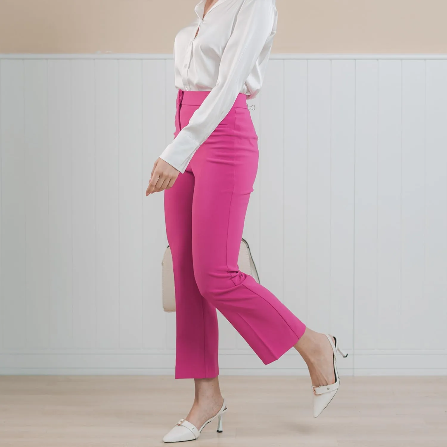 Womens Cropped Pants 2025 Petite Small Size Flared Bootcut High Waist Work Slacks Slim Fit Trousers Office Casual Summer Wear