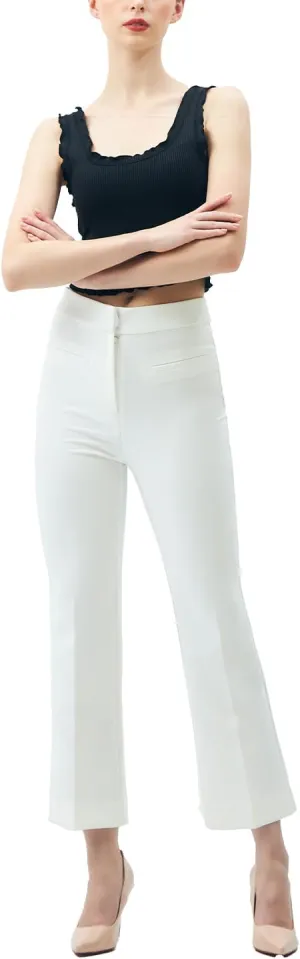 Womens Cropped Pants 2025 Petite Small Size Flared Bootcut High Waist Work Slacks Slim Fit Trousers Office Casual Summer Wear