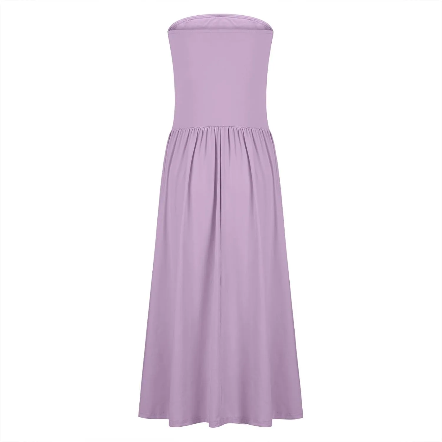 Women's Fashion 2025 Summer Elegant Strapless Tube Dress Sexy Off Shoulder Pleated Flowy Swing Mini Long Dresses
