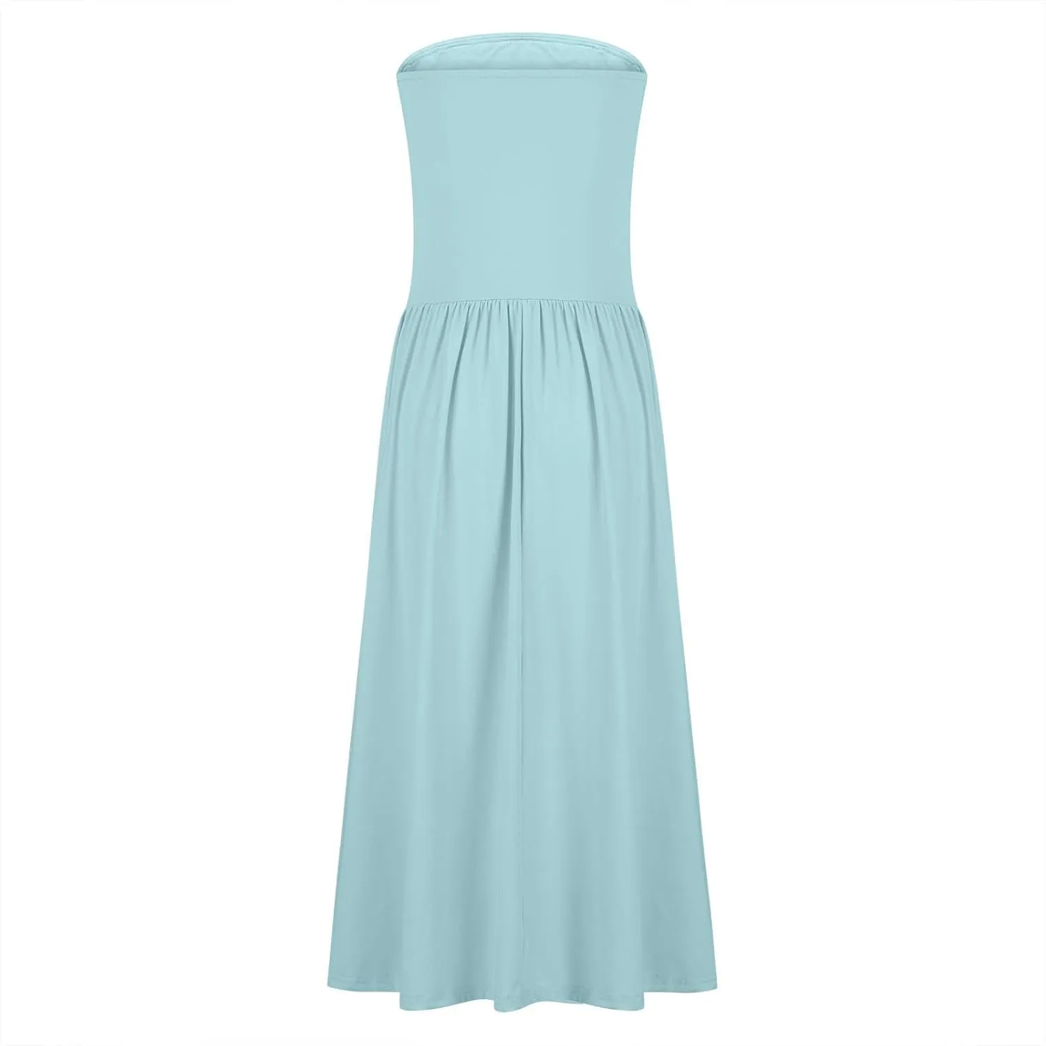 Women's Fashion 2025 Summer Elegant Strapless Tube Dress Sexy Off Shoulder Pleated Flowy Swing Mini Long Dresses