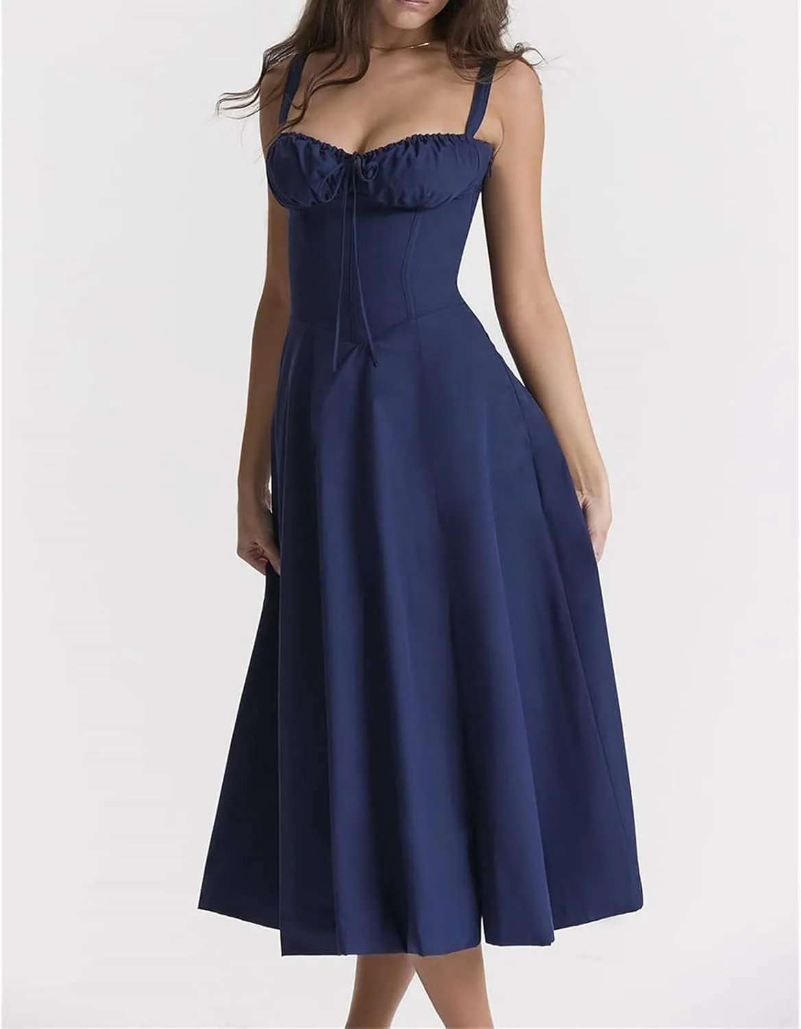 Womens Floral Corset Dress Sleeveless Formal Cocktail Dresses Boho Flowy Slit Going Out A Line Swing Sundress