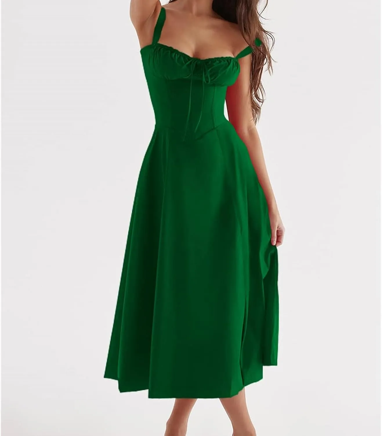 Womens Floral Corset Dress Sleeveless Formal Cocktail Dresses Boho Flowy Slit Going Out A Line Swing Sundress