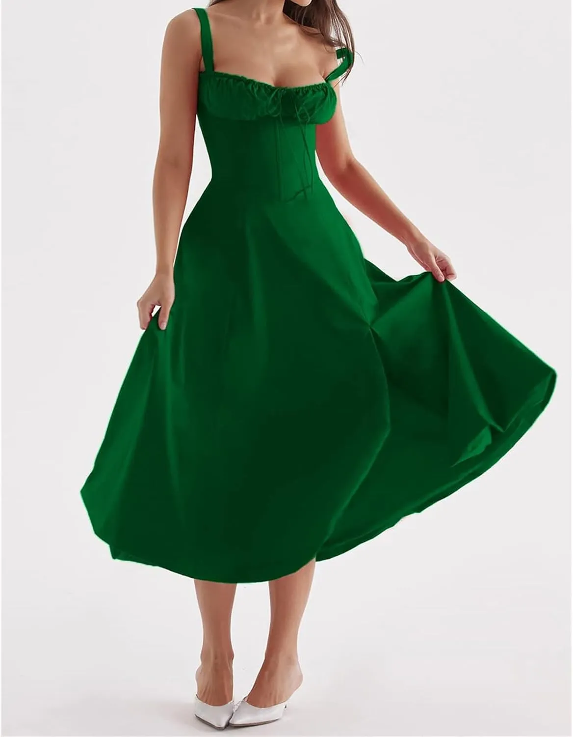 Womens Floral Corset Dress Sleeveless Formal Cocktail Dresses Boho Flowy Slit Going Out A Line Swing Sundress