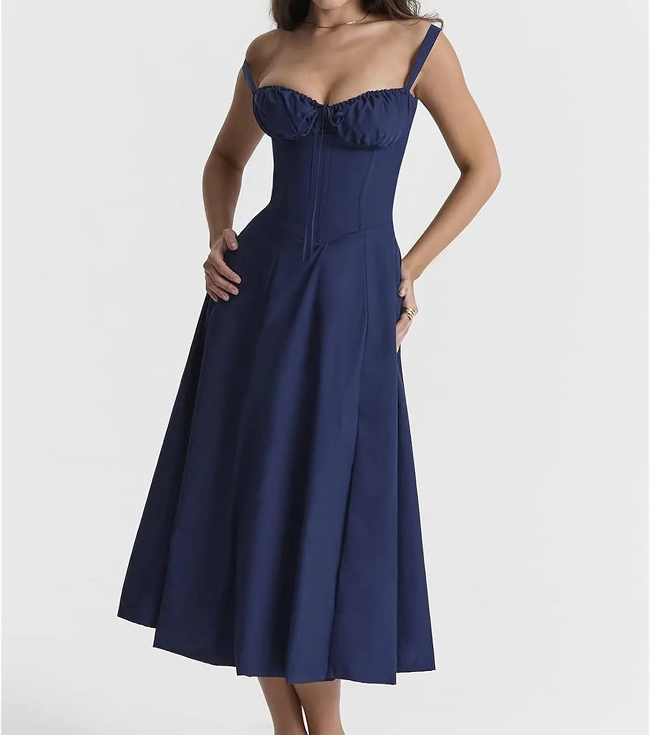 Womens Floral Corset Dress Sleeveless Formal Cocktail Dresses Boho Flowy Slit Going Out A Line Swing Sundress