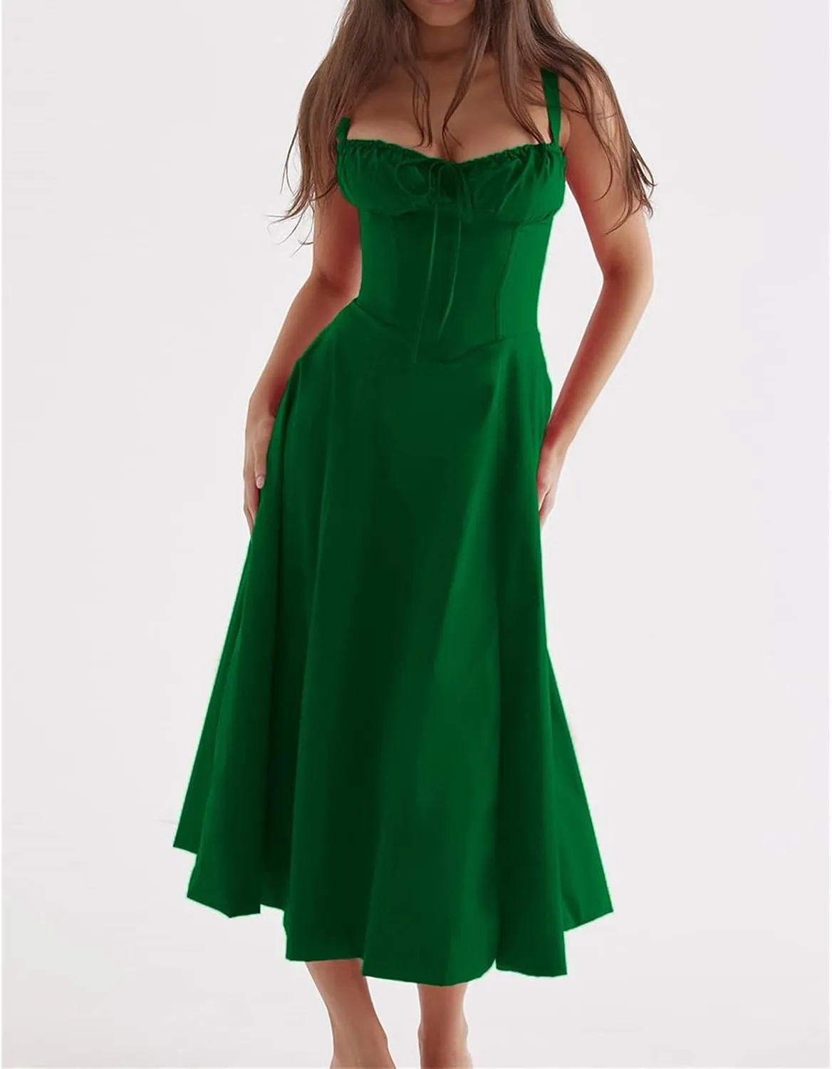Womens Floral Corset Dress Sleeveless Formal Cocktail Dresses Boho Flowy Slit Going Out A Line Swing Sundress