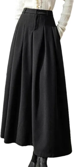 Women's High Waist A-Line Midi Skirt  Casual Office Wear Loose Fit with Pockets