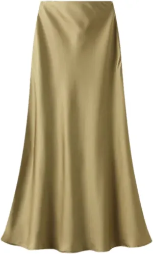 Women's High-Waisted Slim Fishtail Satin Skirt - Elastic Waist Mid-Length Swing for Summer Office Wear