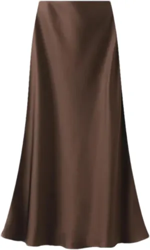 Women's High-Waisted Slim Fishtail Satin Skirt - Elastic Waist Mid-Length Swing for Summer Office Wear