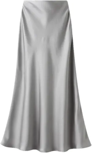 Women's High-Waisted Slim Fishtail Satin Skirt - Elastic Waist Mid-Length Swing for Summer Office Wear