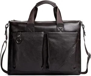 Womens Leather Laptop Tote Office Shoulder Handbag Vintage Briefcase Computer Work Purse Brown