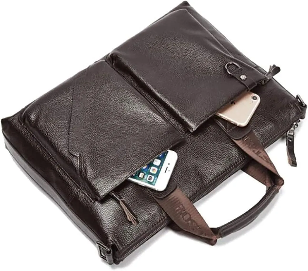 Womens Leather Laptop Tote Office Shoulder Handbag Vintage Briefcase Computer Work Purse Brown