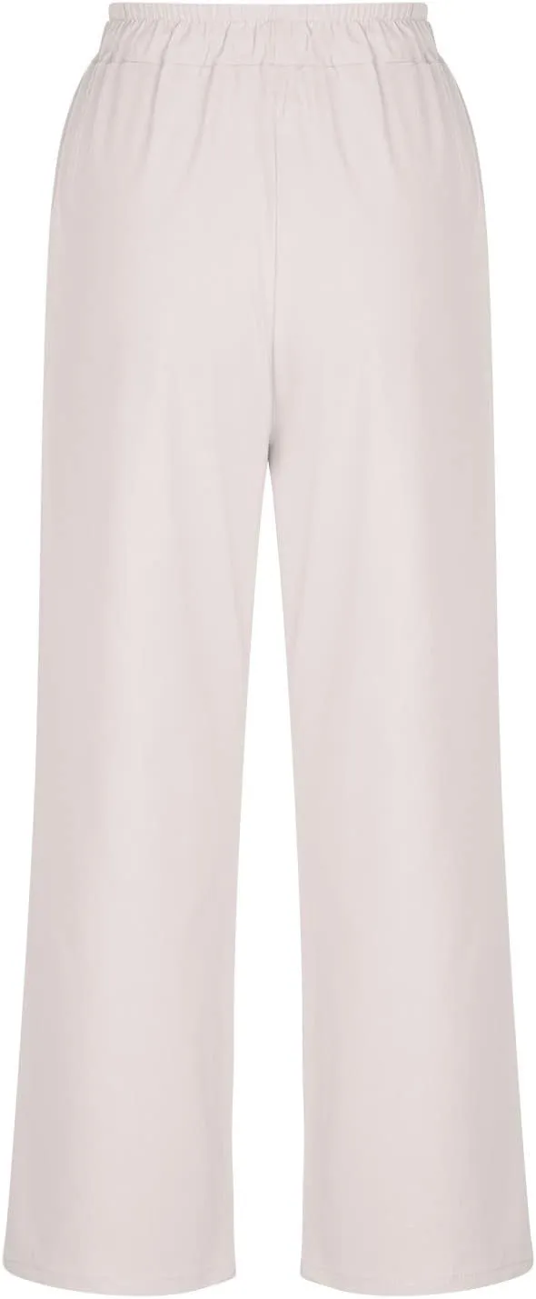Womens Linen Pants 2025 Casual High Waist Wide Leg Trousers Summer Lightweight Loose Beach Palazzo with Pockets