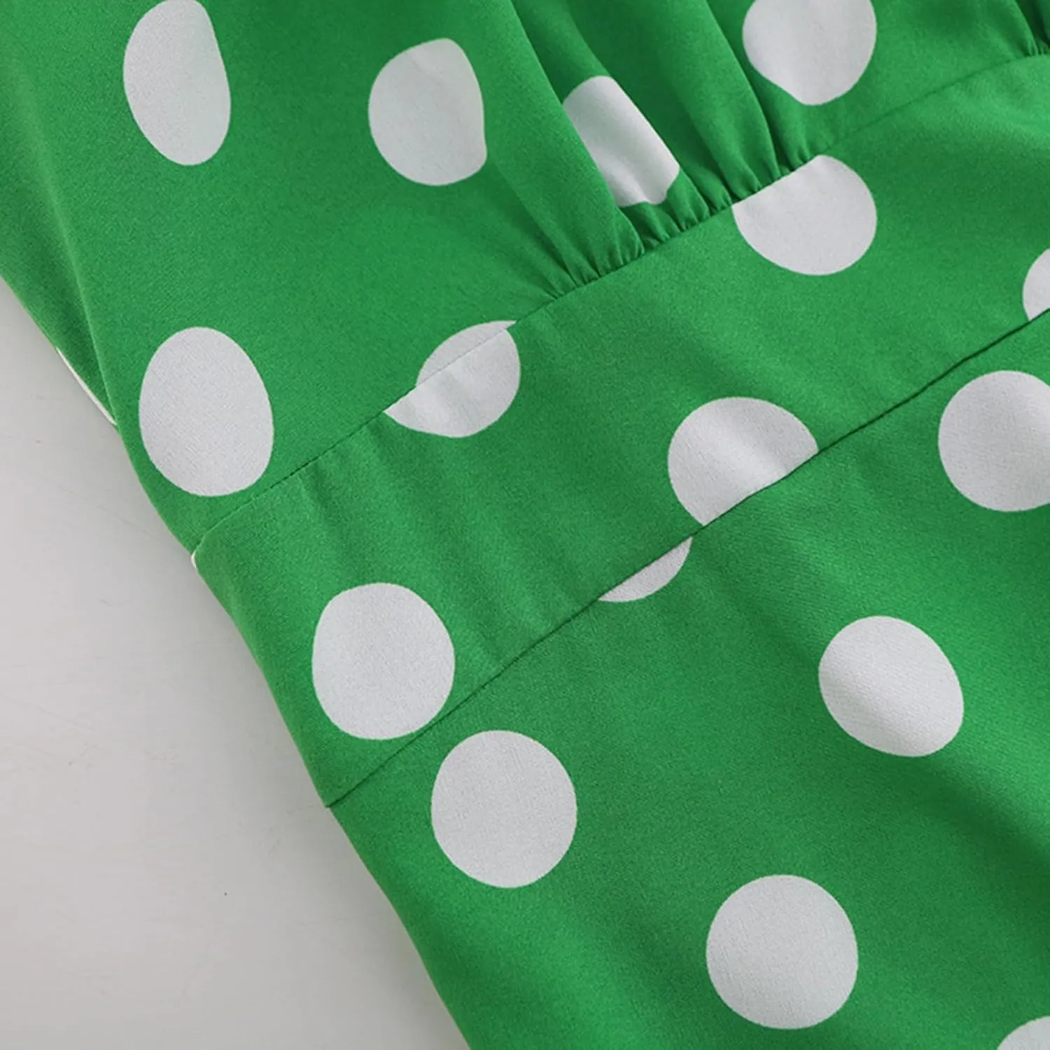 Women's Long Sleeve Sexy Wrap V Neck Dresses Polka Dot Elegant Cocktail Party Work Knee Length Pleated Mermaid Dress