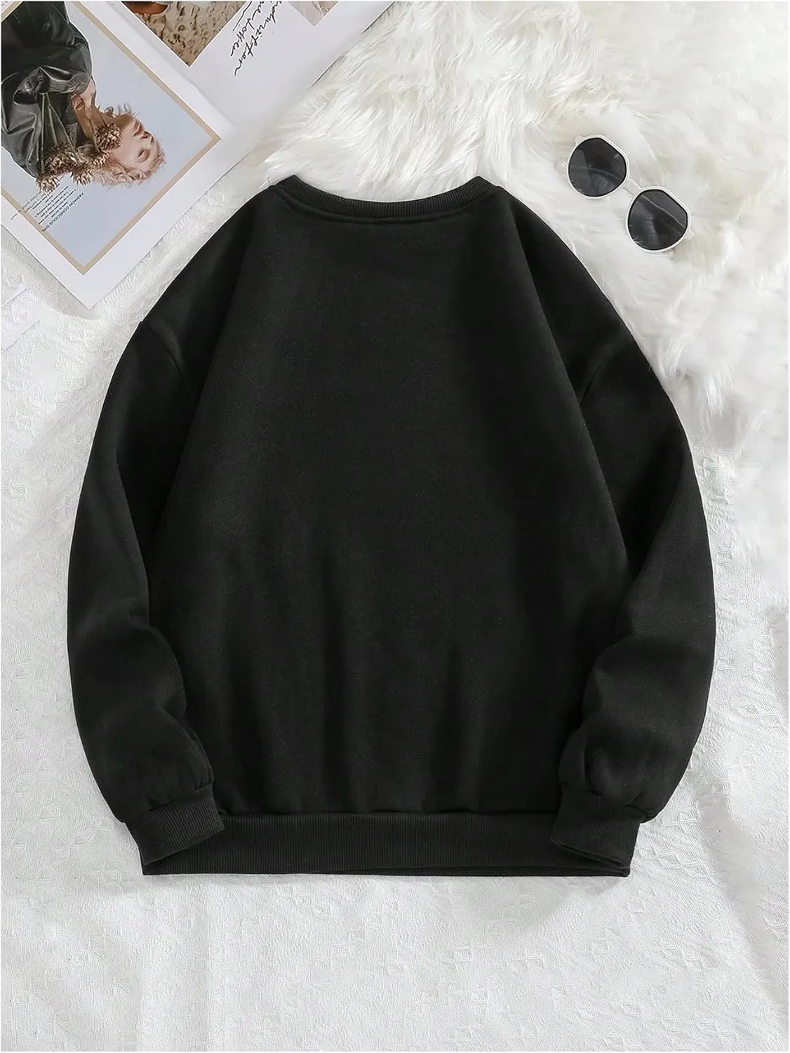 Women's Oversized Graphic Sweatshirt Drop Shoulder Long Sleeve Crewneck Pullover Tops