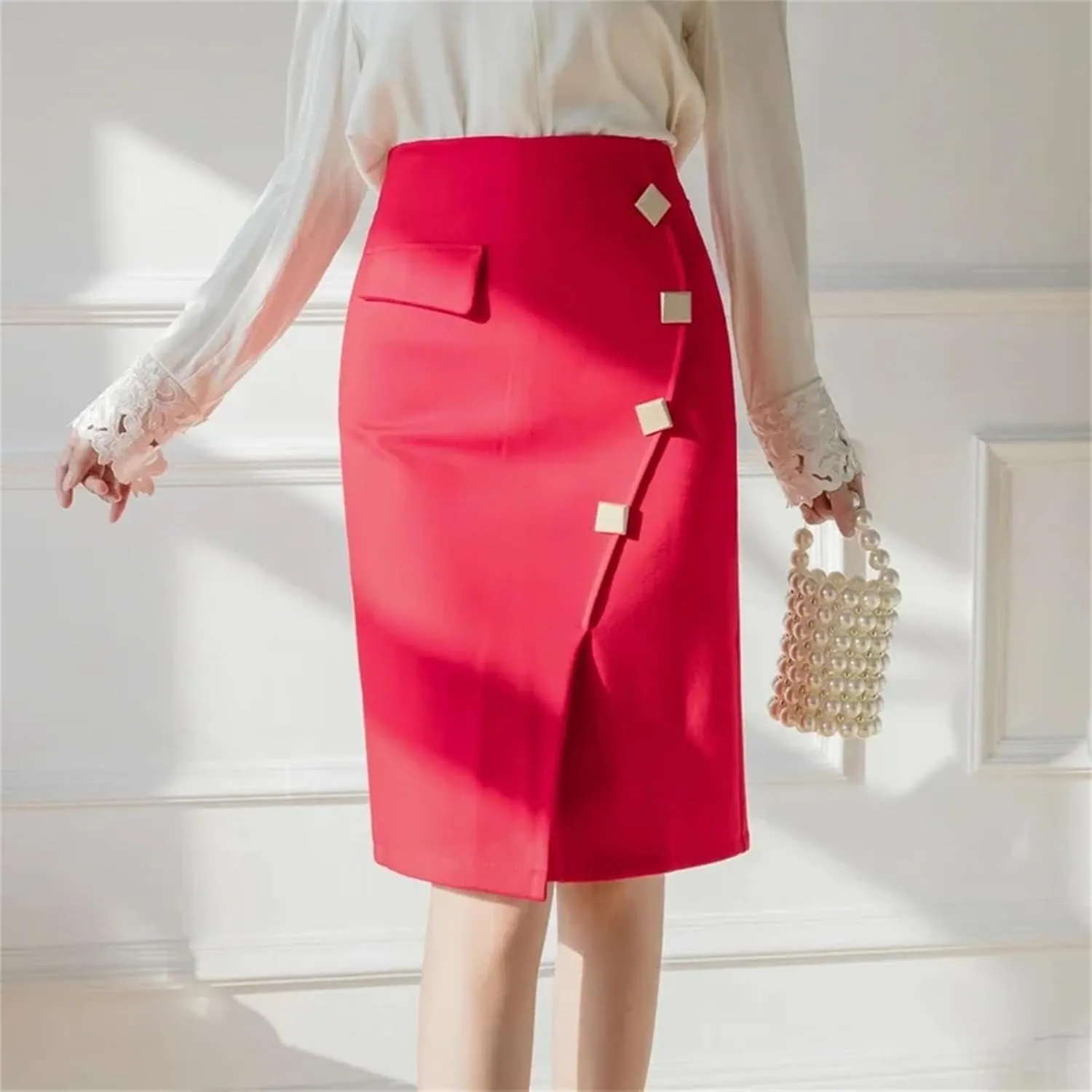 Women's Oversized High Waist Bodycon Pencil Skirt  Slim Elegant Office Wear Fashion Skirt with Slit