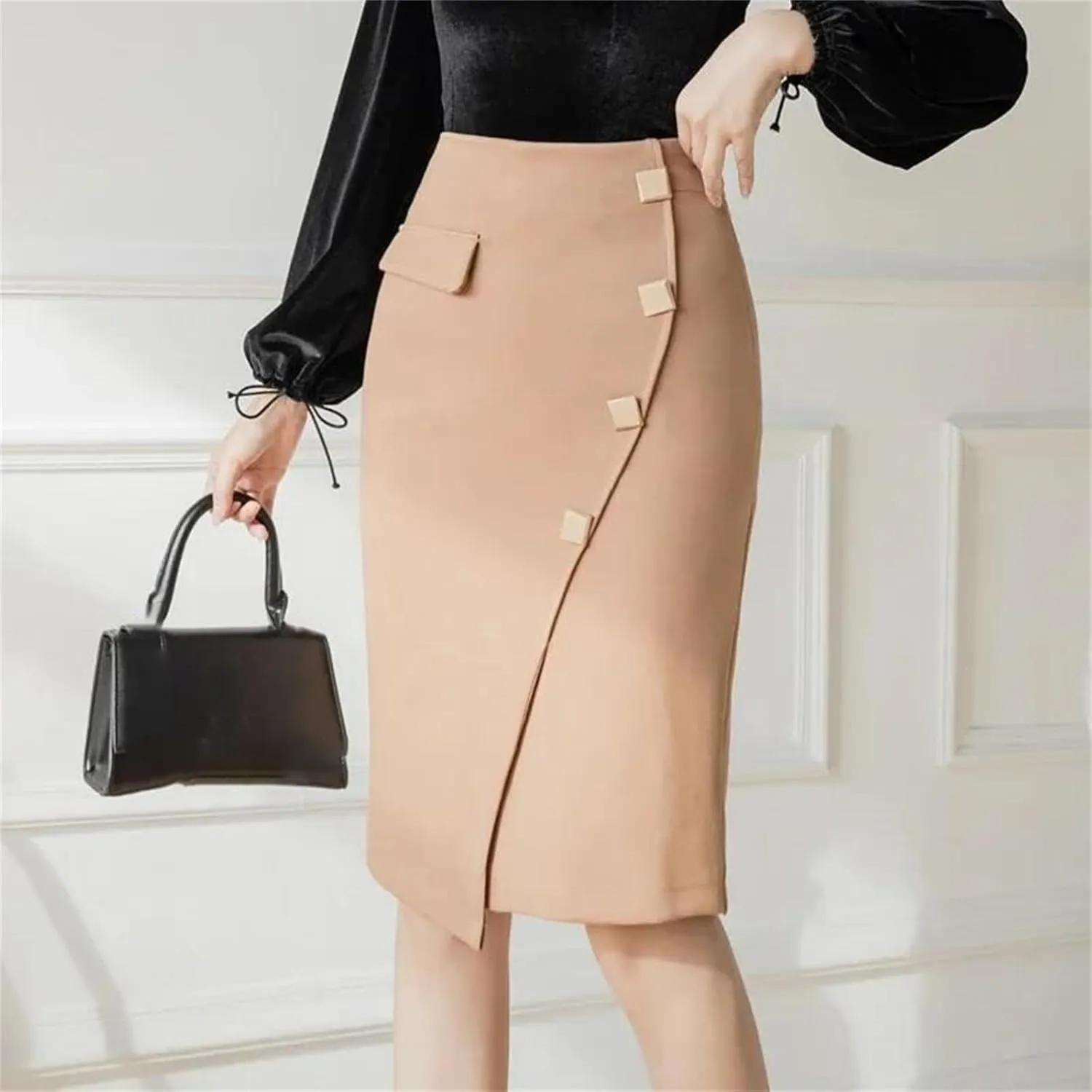 Women's Oversized High Waist Bodycon Pencil Skirt  Slim Elegant Office Wear Fashion Skirt with Slit