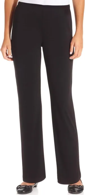 Womens Petites Matte Jersey Office Wear Wide Leg Pants Black PM