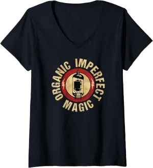 Womens Retro - Organic - Imperfect - Magic - Vacuum Tube Design V-Neck T-Shirt