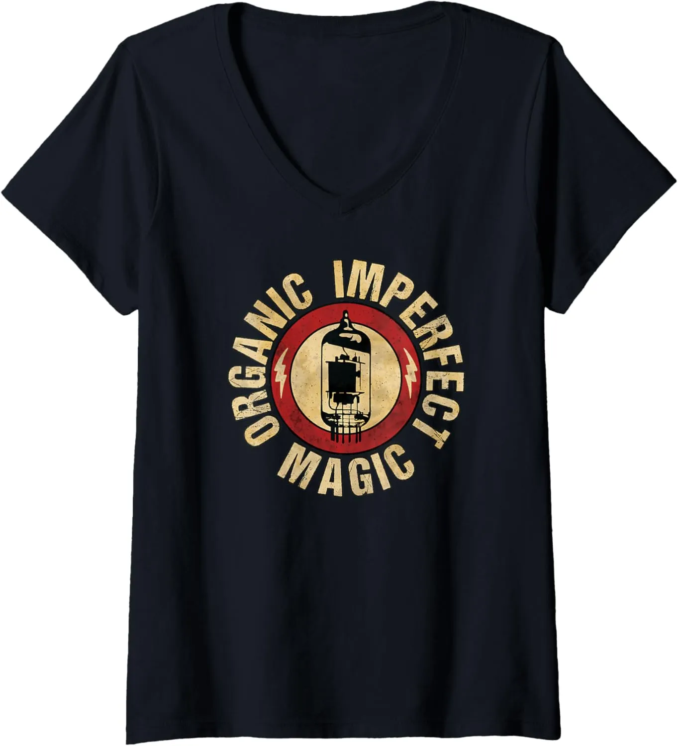 Womens Retro - Organic - Imperfect - Magic - Vacuum Tube Design V-Neck T-Shirt