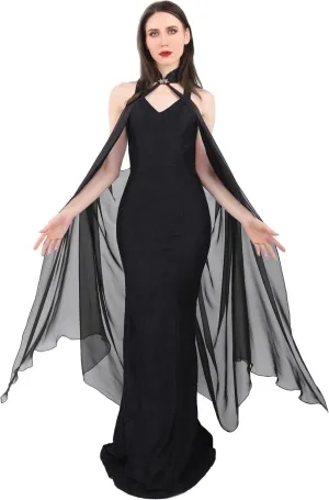 Womens Steampunk Gothic Chiffon Shawls Cape Halloween Villain Witch Cosplay Cape Cloak