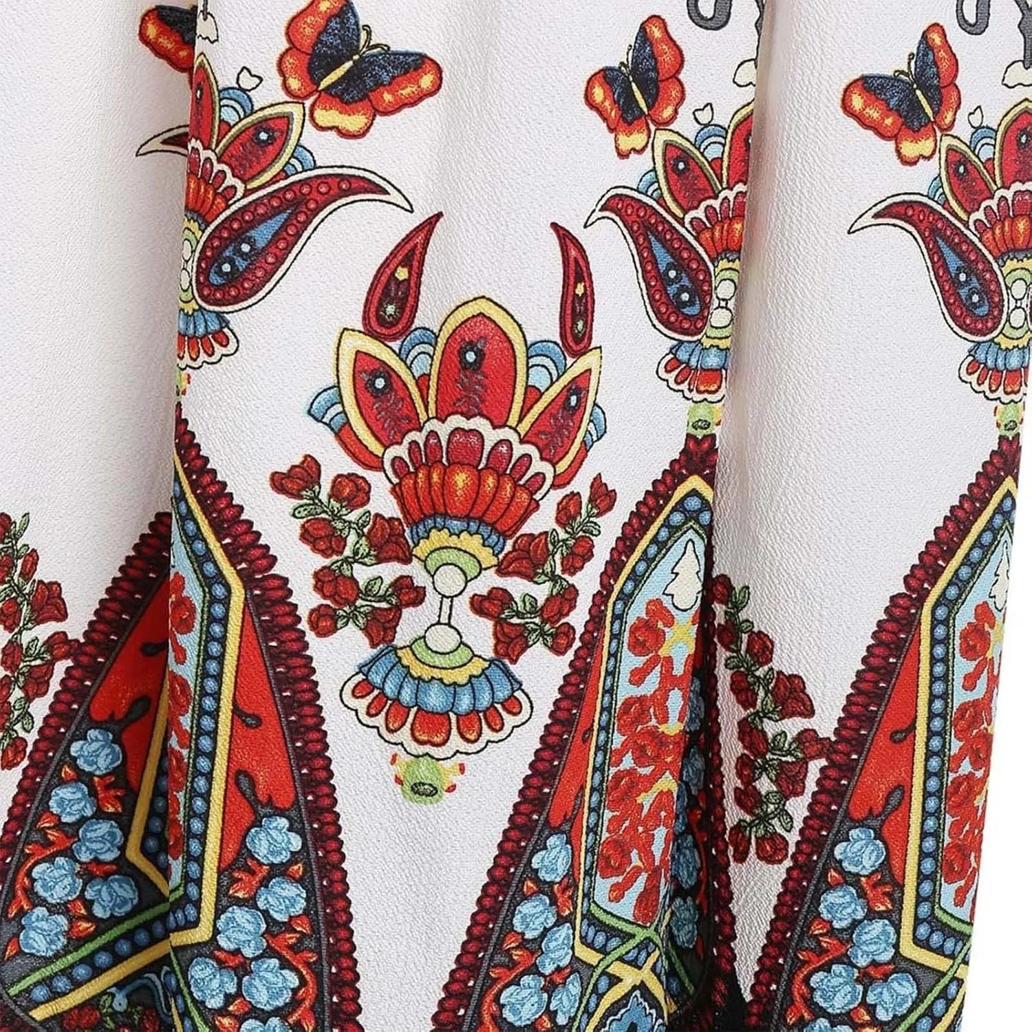 Women's Summer Bohemian Floral Print Split Beach Party Maxi Dress Wrap V Neck Short Sleeve Casual Long Dresses