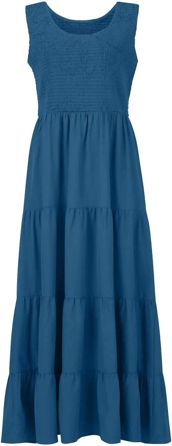 Women's Summer Boho Tiered Casual Flowy Long Maxi Dress Short Sleeve Square Neck Swing Beach Long Maxi Dresses
