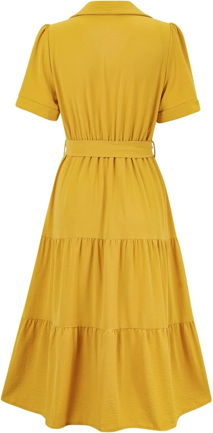 Women's Summer Dress One Shoulder Ruffle Sleeveless Empire Waist Wedding Guest Dresses Ruched A Line Flowy Sundresses