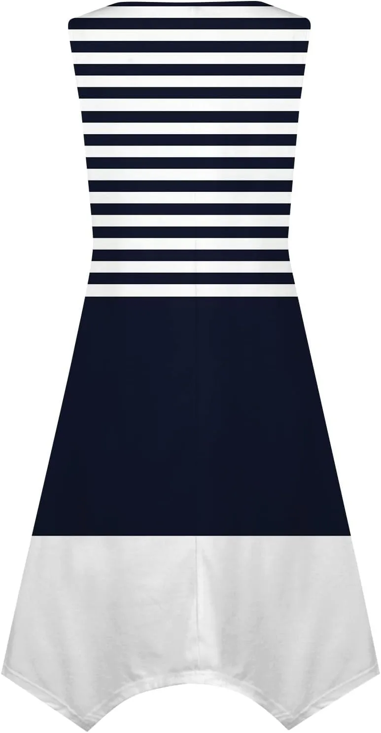Womens Summer Dresses Summer Flowy Casual Midi Tank Dresses Beach Hankerchief Hem Sleeveless Dress Floral Sundresses