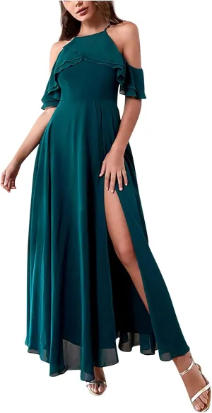 Women's Summer Maxi Dress Casual Gradient Sleeveless Dress Split Floral Sundress Beach Vacation Flowy Long Dresses