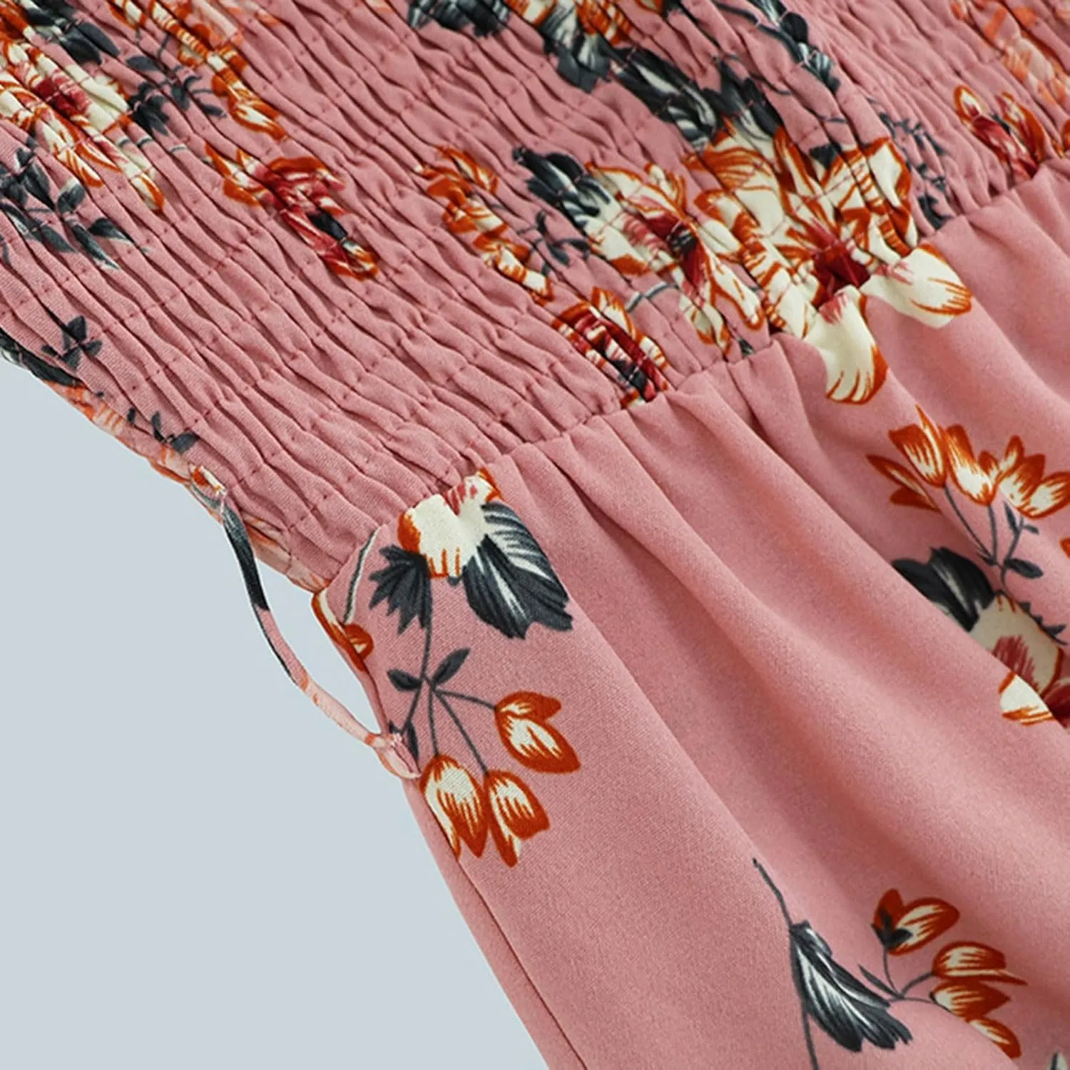 Women's Summer Maxi Dress Casual Long Sleeve Crewneck Flowy Slit Beach Swing Tiered Long Beach Dresses with Belt