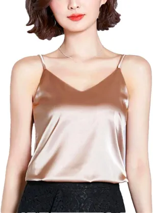 Women's Summer Satin Silk Tank Female Basic Spaghetti Strap Tops Sleeveless Camisoles