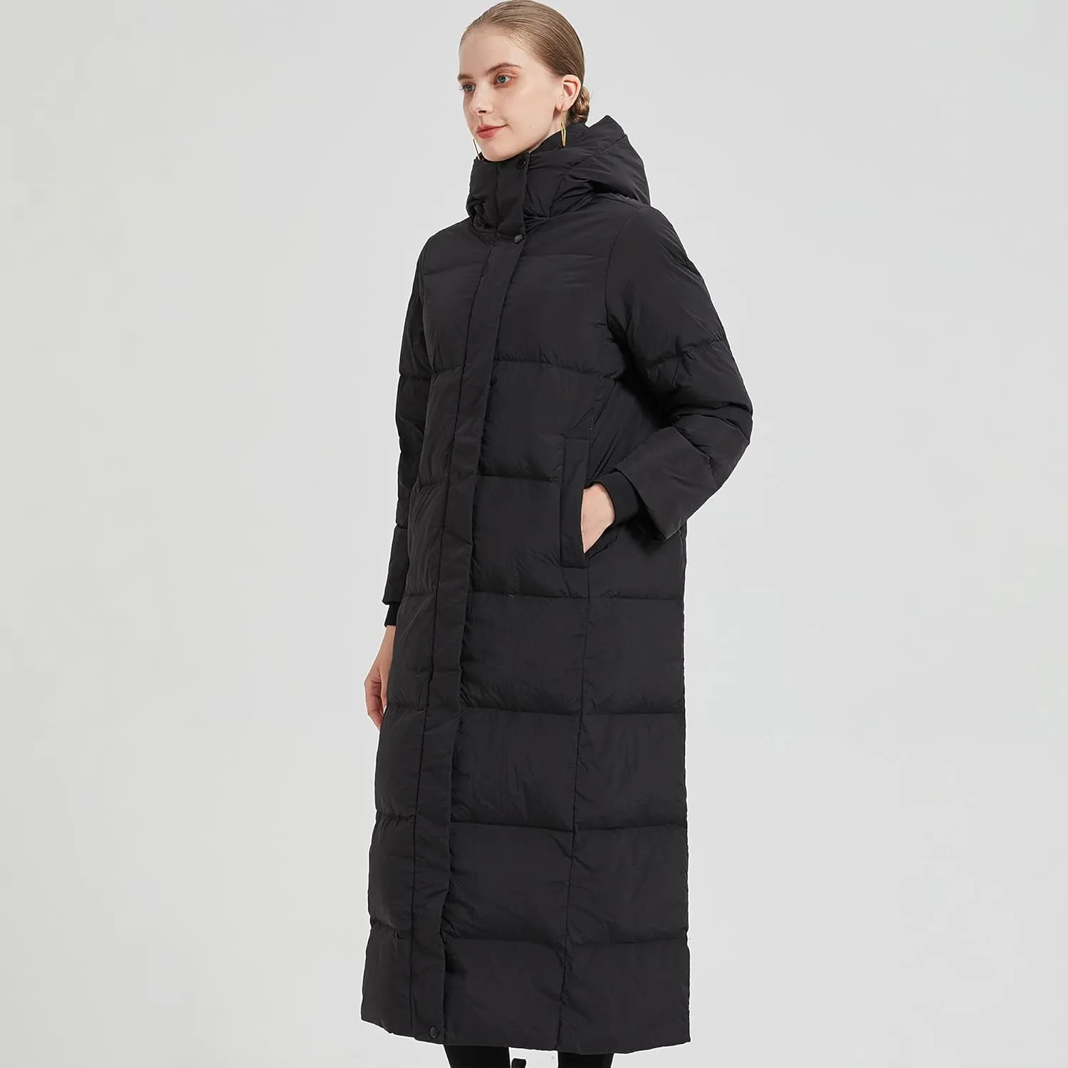 Womens Thick Long Down Jacket Ultra Warm Hooded Winter Coat with Full-Length Coverage
