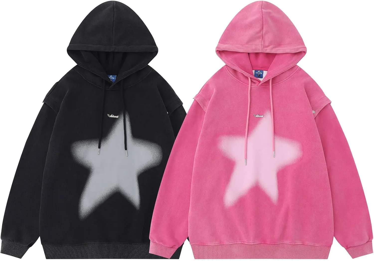 Women's Y2K Sweatshirt Fairy Grunge Loose Pullover Hoodie Vintage Altnertive Detachable Long-Sleeved Oversized Clothing