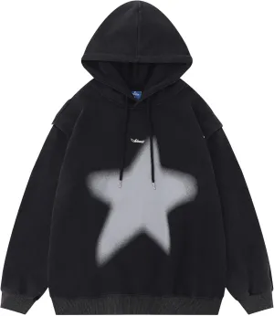 Women's Y2K Sweatshirt Fairy Grunge Loose Pullover Hoodie Vintage Altnertive Detachable Long-Sleeved Oversized Clothing