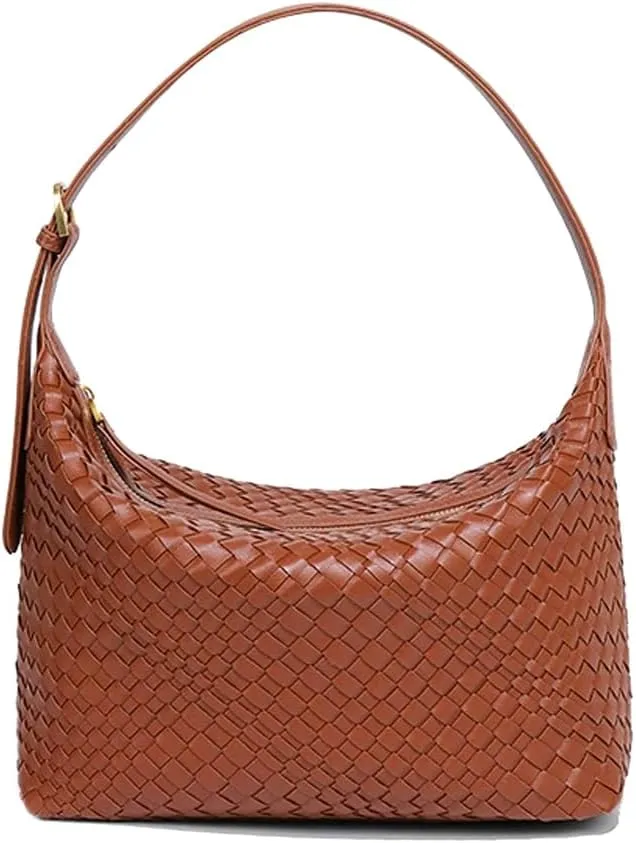 Woven Shoulder Purse Woven Tote Bag for Women Vegan Leather Slouchy Hobo Shoulder Handbags Braided Underarm Purses