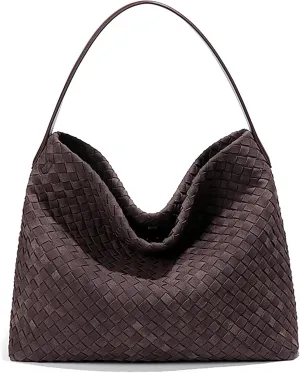 Woven Suede Shoulder Bag for Women Suede Hobo Bag Tote Elegant Handbag Satchel for Work Travel
