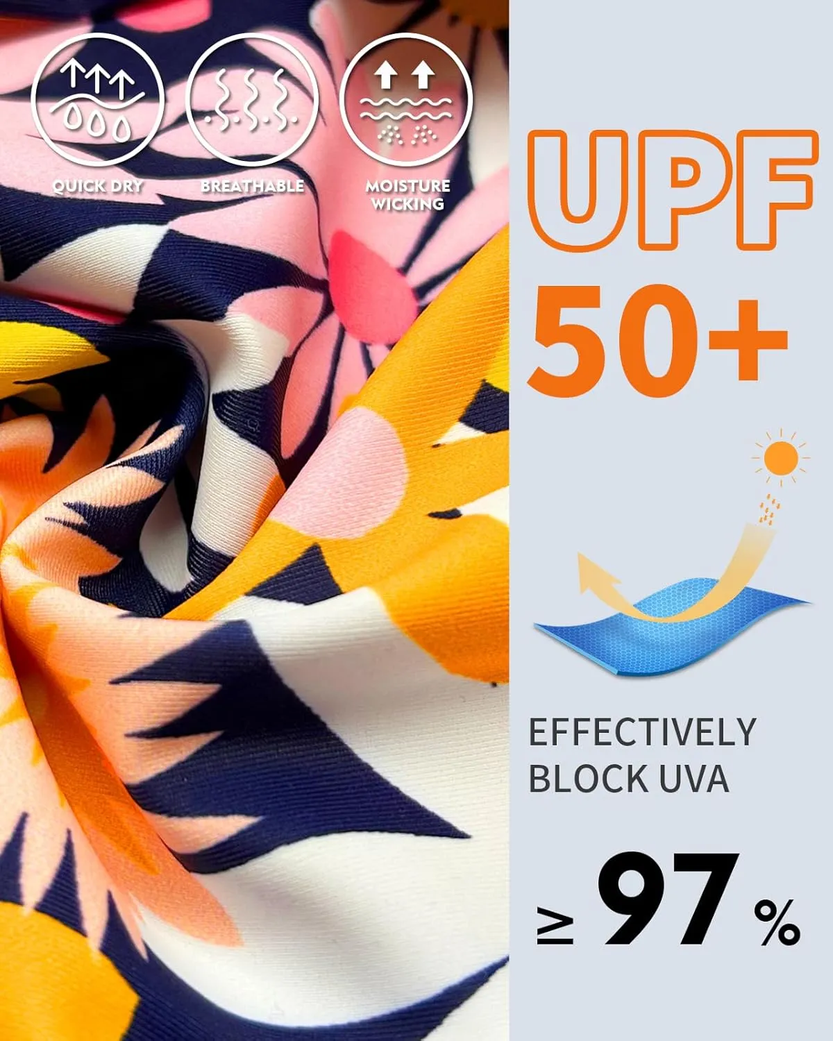 WOWENY 2 Piece Rash Guard Long Sleeve Swimsuits UPF 50  Sun Protection Swim Shirt Set Bathing Suit with Bottom