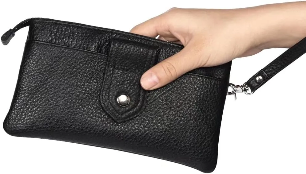 Wristlet Clutch Purse Leather Cell Phone Wallet Handbag for Women with Wrist Strap Wallet Purse