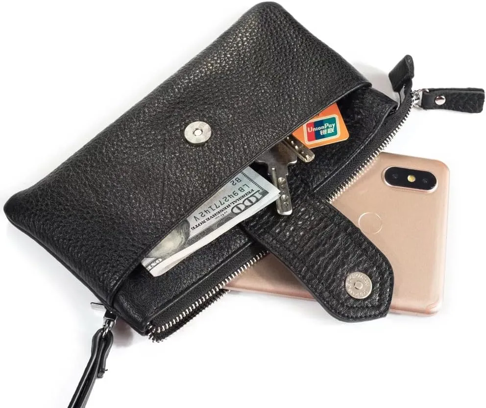 Wristlet Clutch Purse Leather Cell Phone Wallet Handbag for Women with Wrist Strap Wallet Purse