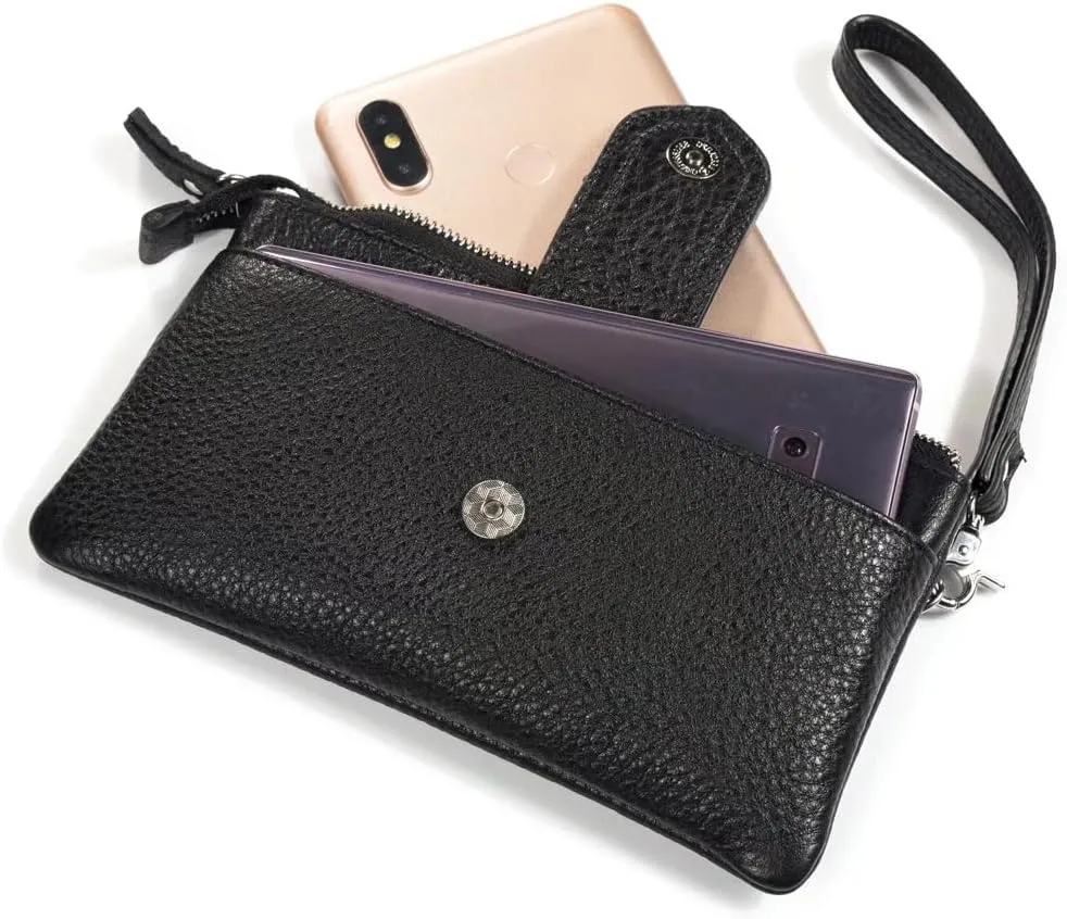 Wristlet Clutch Purse Leather Cell Phone Wallet Handbag for Women with Wrist Strap Wallet Purse