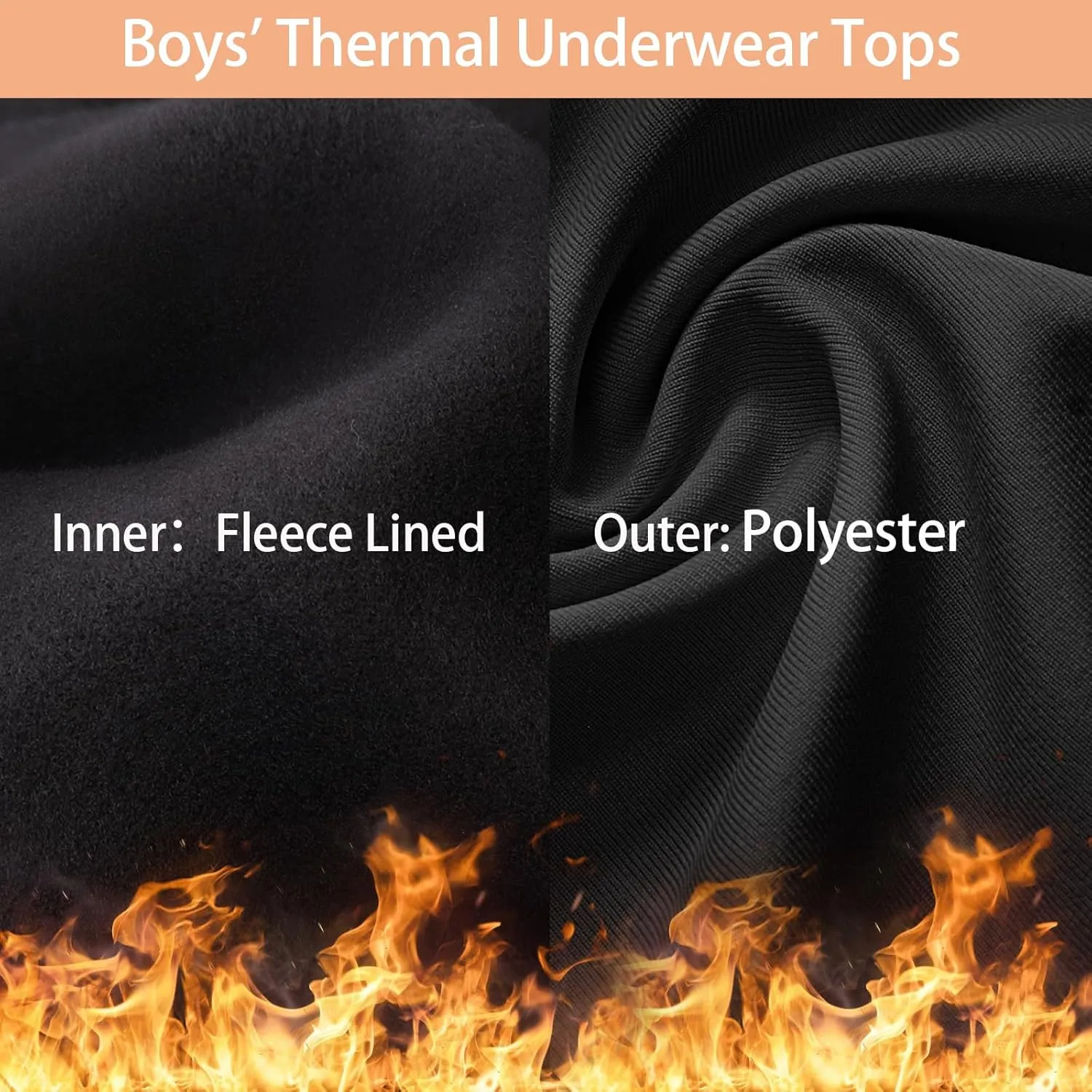 Youth Boys Girls Thermal Compression Shirt Fleece Lined Turtle Neck Top Athletic Base Layer Undershirt