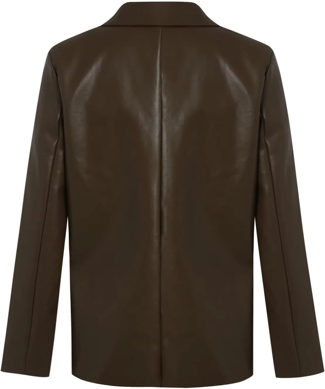 Yuemengxuan Women Faux Leather Blazer Vintage Lapel Boyfriend PU Jacket Long Sleeve Button Down Trench Coat Streetwear