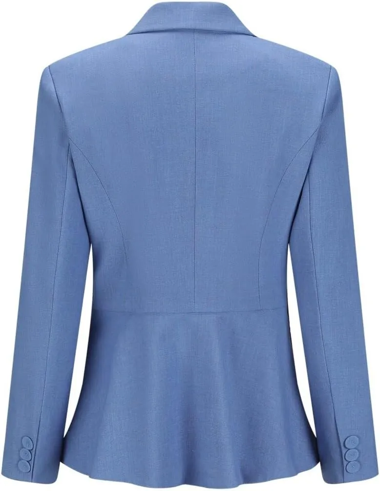 YUNCLOS Womens 2 Piece Suit Set Casual Double Breasted Irregular Hem Blazer Jacket Pants
