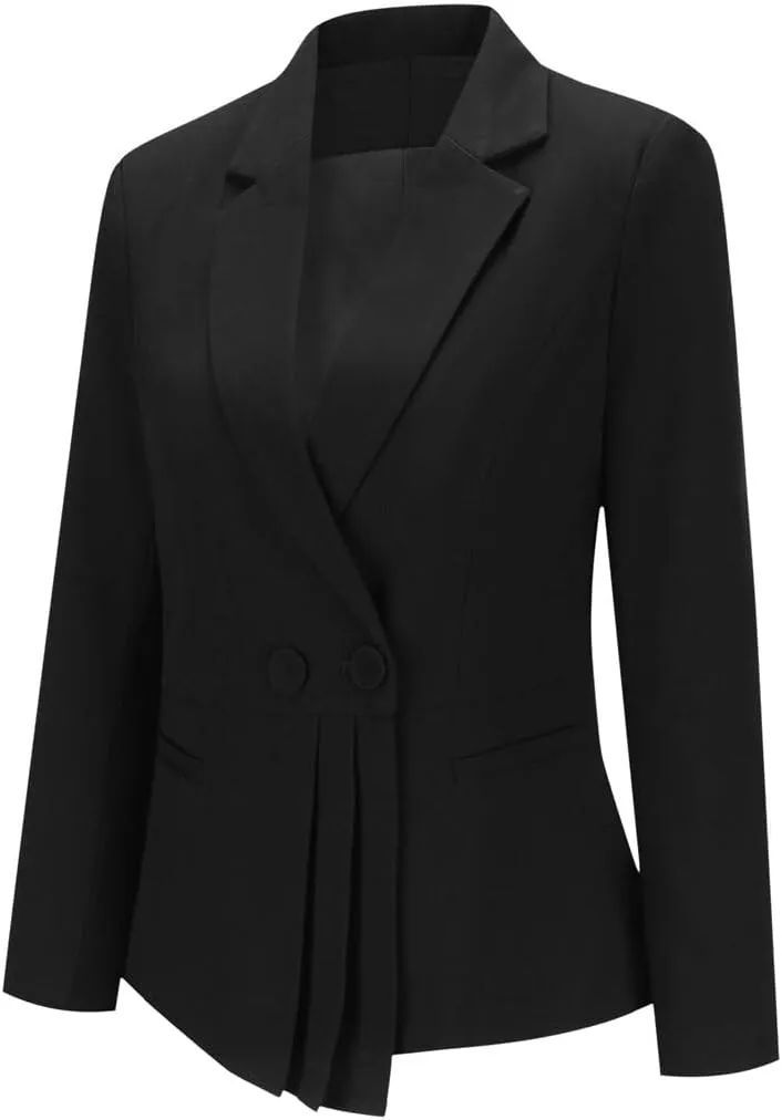 YUNCLOS Womens 2 Piece Suit Set Casual Double Breasted Irregular Hem Blazer Jacket Pants